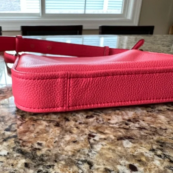 NEW Kate Spade Leather Crossbody Purse Coral πͺΈ Pink with Adjustable Strap - Picture 5 of 14